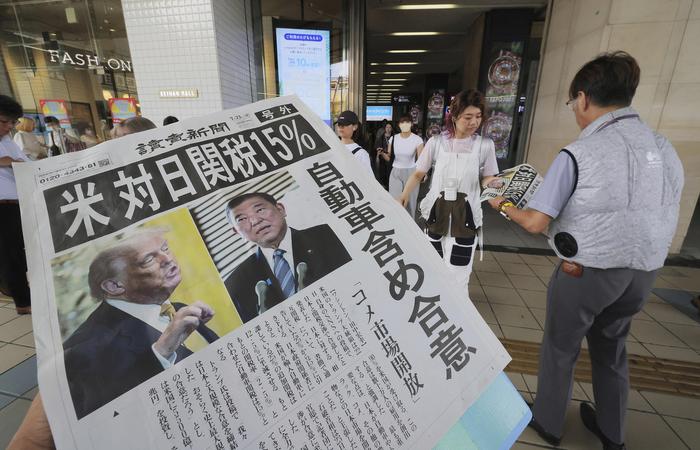 7月23日，日本媒体对日美关税谈判的报道 图据视觉中国