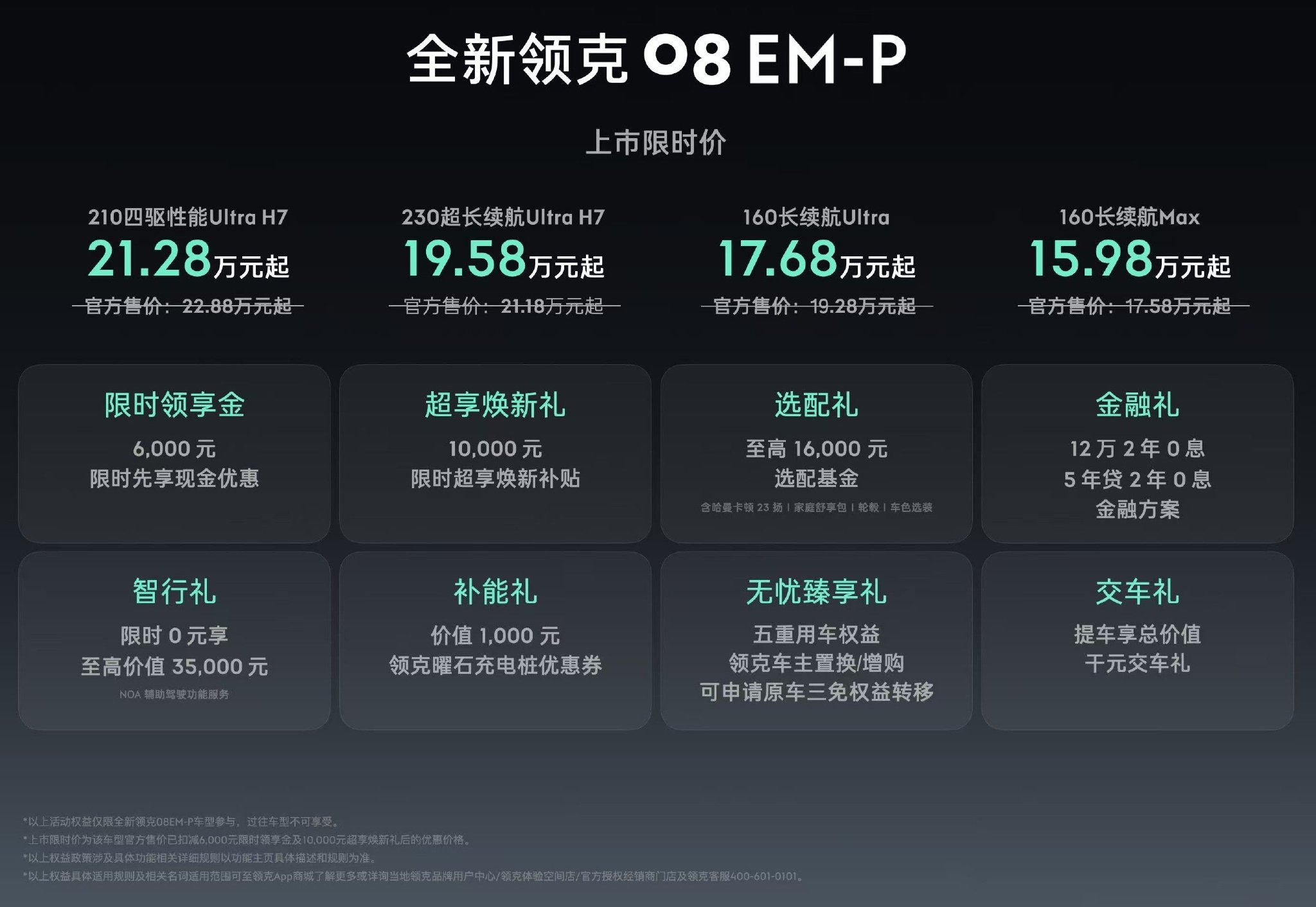 全新领克08正式上市 限时15.98-21.28万元