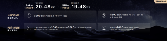 BJ40增程元境智行版正式上市，限时售价19.48万